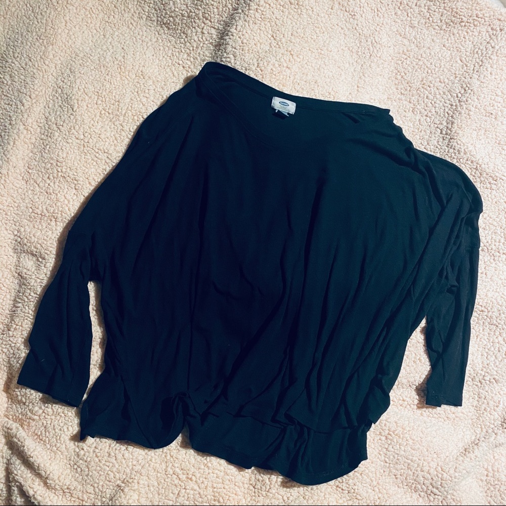 3/4 sleeve casual black top